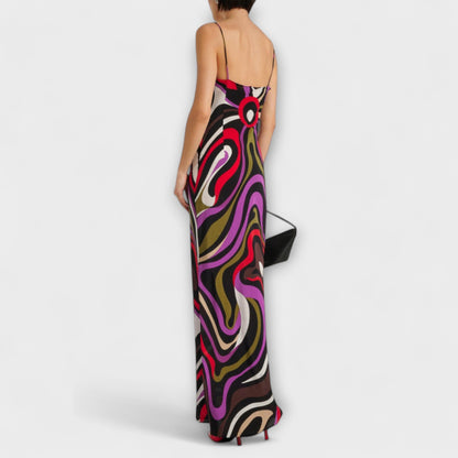 Daphne - Maxikleid im Marmor-Print