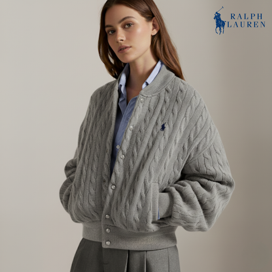 Zopfmuster-Bomberjacke aus Wolle-Kaschmir