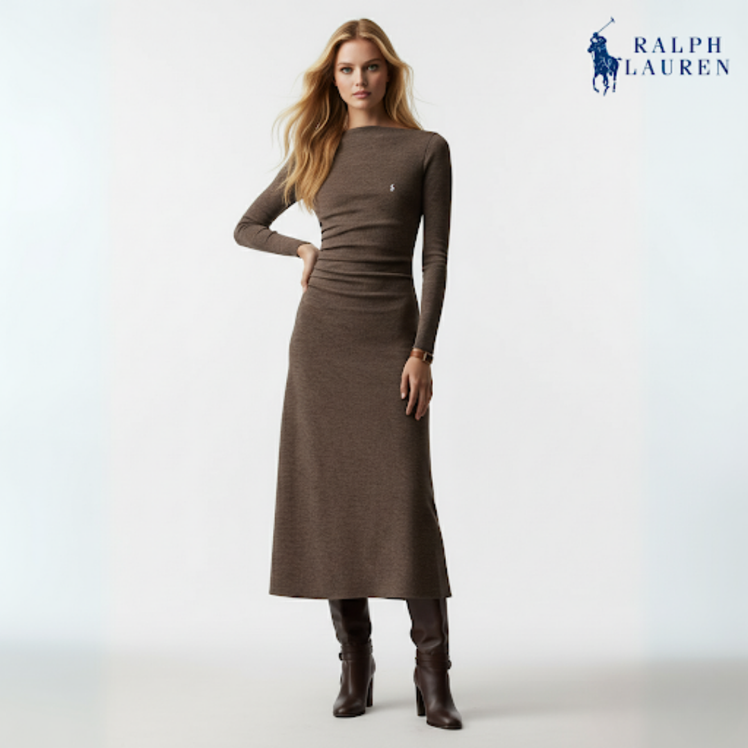 Nora Day Dress aus Wolljersey mit Tick-Gewebe