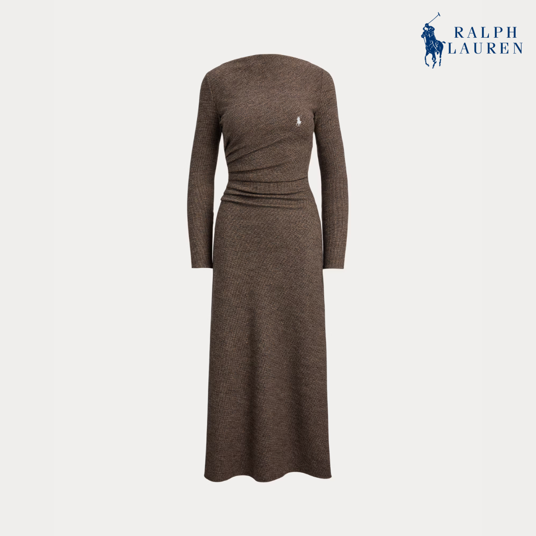 Nora Day Dress aus Wolljersey mit Tick-Gewebe