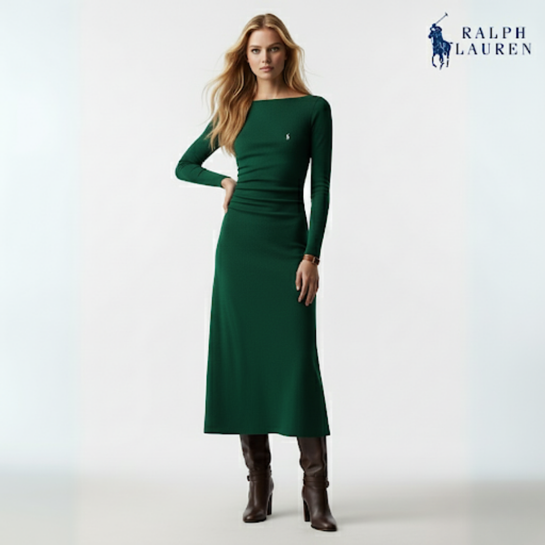 Nora Day Dress aus Wolljersey mit Tick-Gewebe