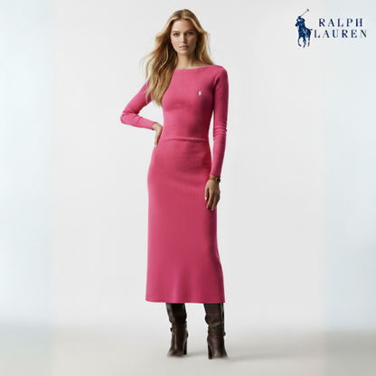 Nora Day Dress aus Wolljersey mit Tick-Gewebe