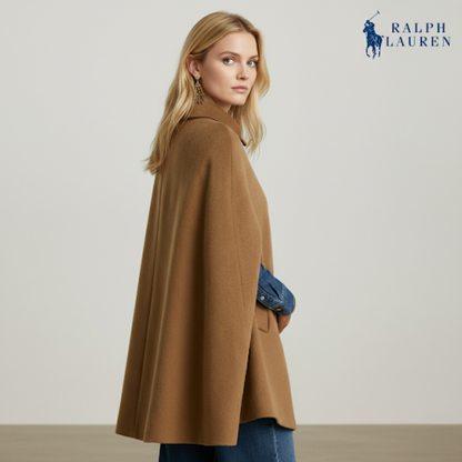 Cape aus Wollmischung mit Schnallenbesatz