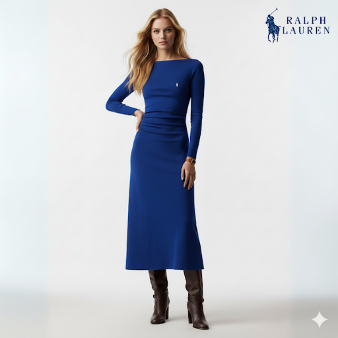 Nora Day Dress aus Wolljersey mit Tick-Gewebe