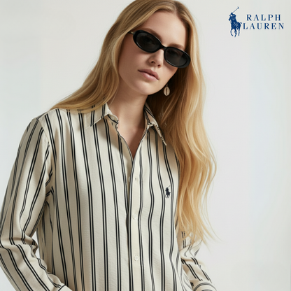 Gestreiftes Hemdkleid aus Seidenmischung