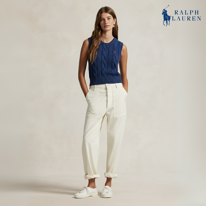 Zopfmuster-Weste aus Baumwolle, kurz geschnitten