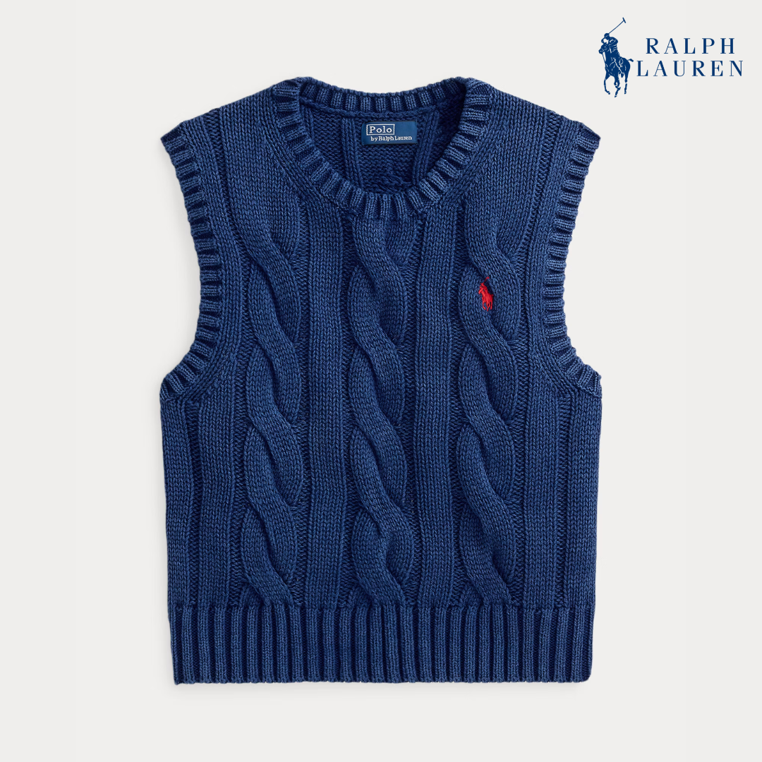 Zopfmuster-Weste aus Baumwolle, kurz geschnitten