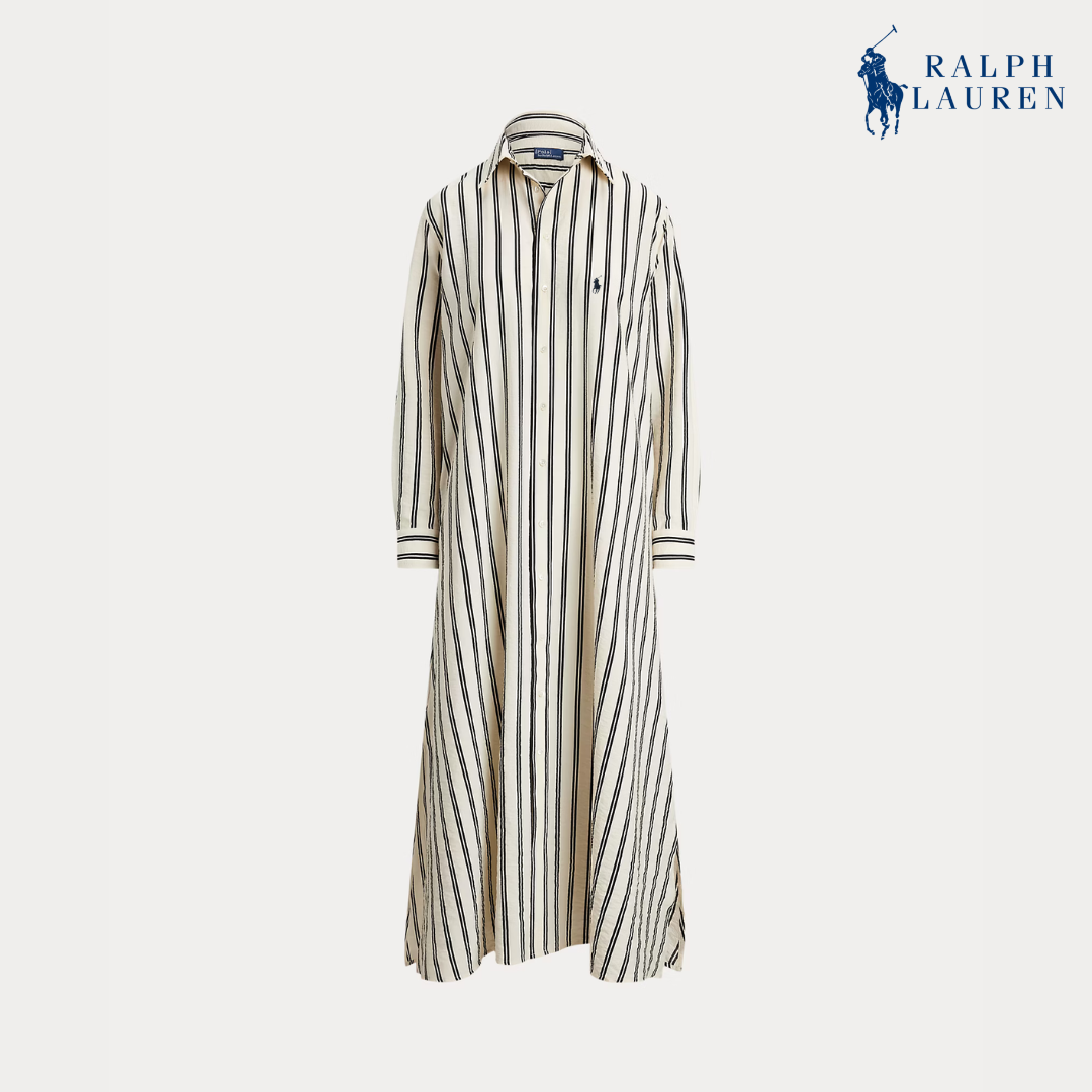 Gestreiftes Hemdkleid aus Seidenmischung