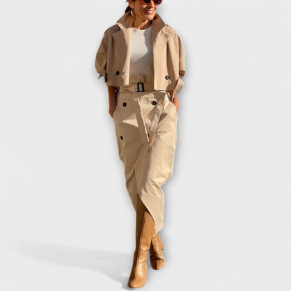 Lyra- Elegante Jacke Midi-Rock mit Taschen