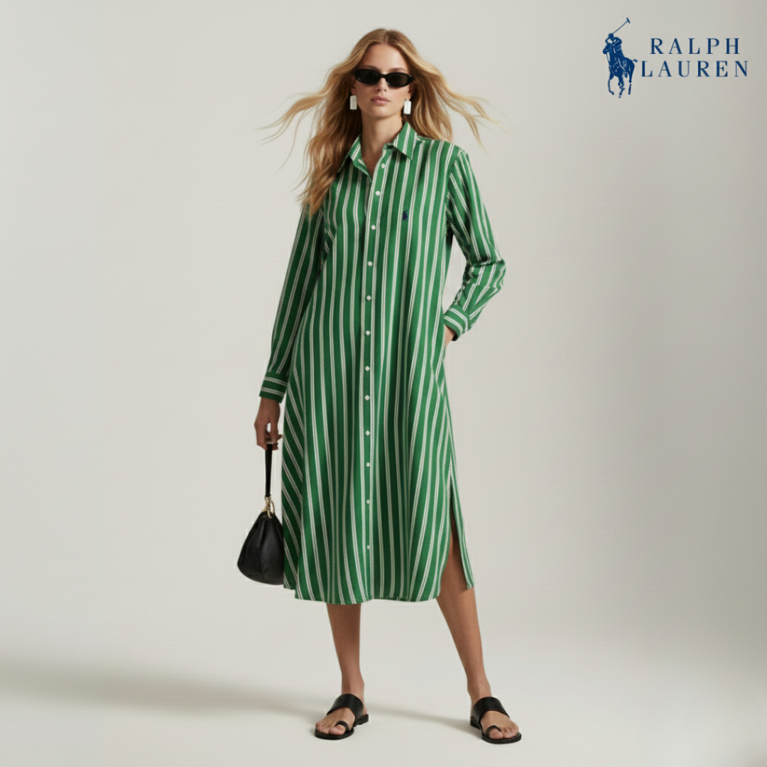 Gestreiftes Hemdkleid aus Seidenmischung