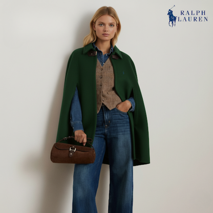 Cape aus Wollmischung mit Schnallenbesatz