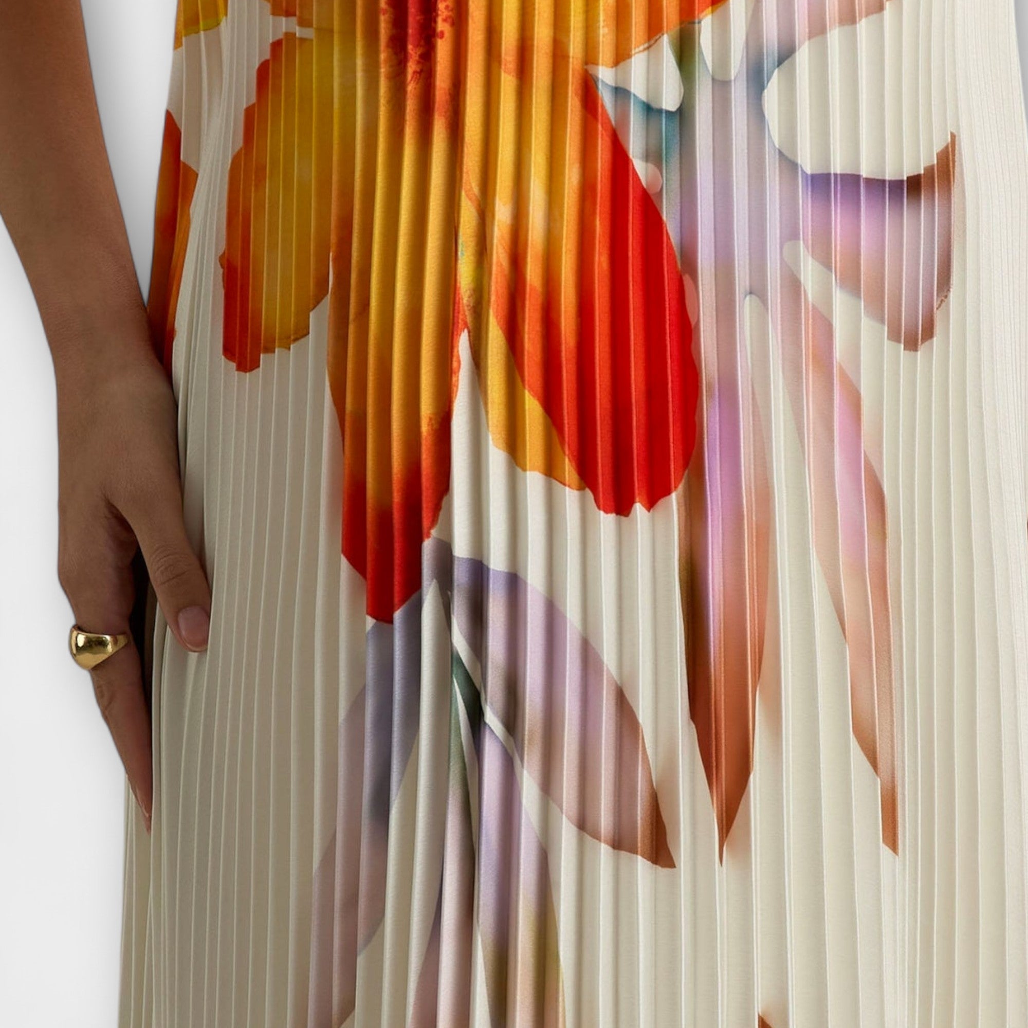 Michelle - Sweetheart Maxi-Kleid in Orange Floral