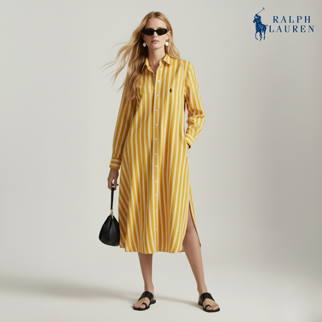 Gestreiftes Hemdkleid aus Seidenmischung