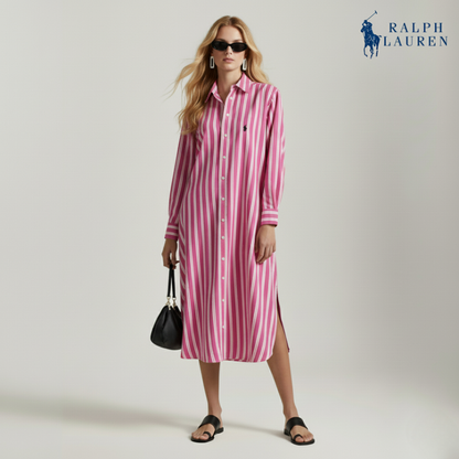 Gestreiftes Hemdkleid aus Seidenmischung