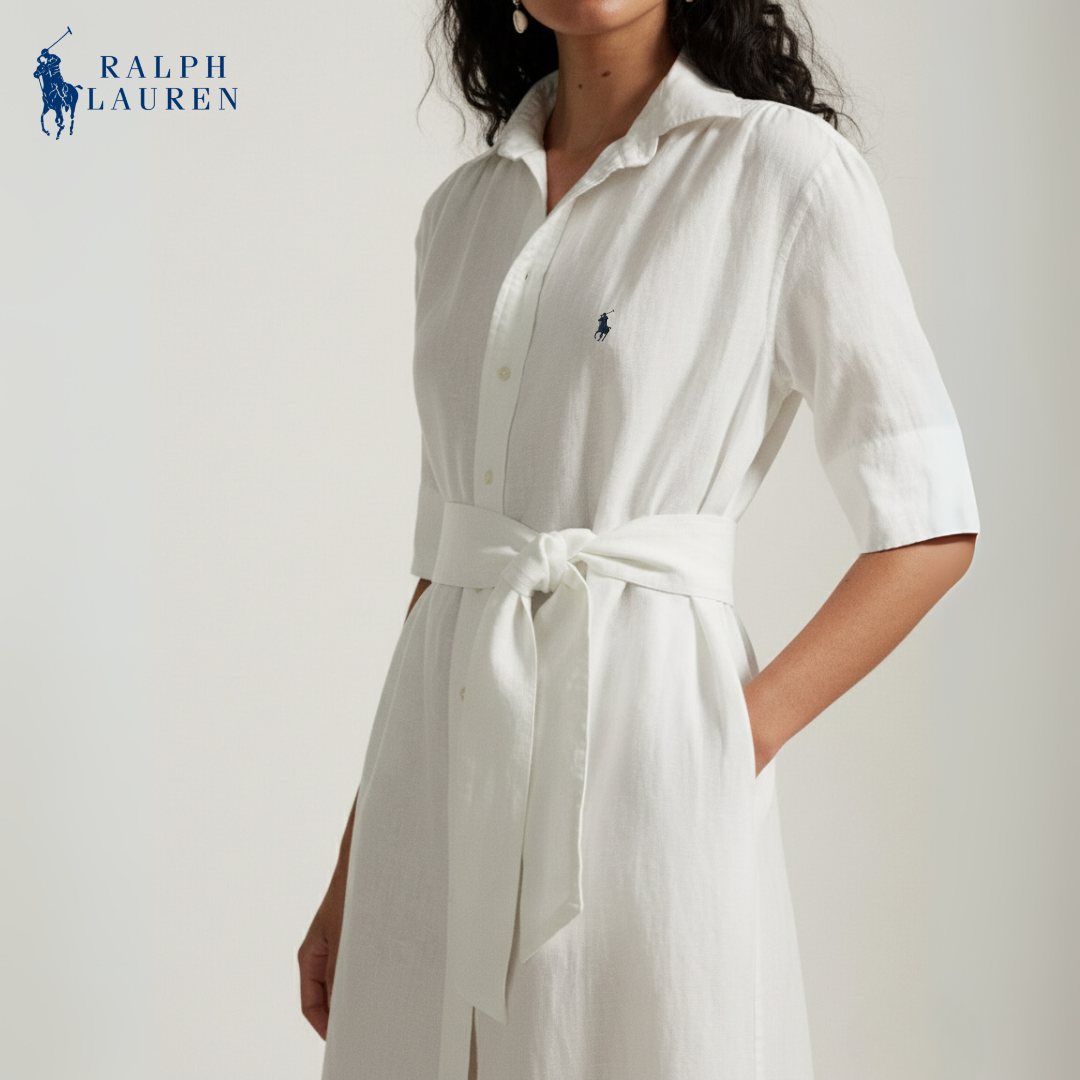 Leinen-Hemdkleid mit Gürtel