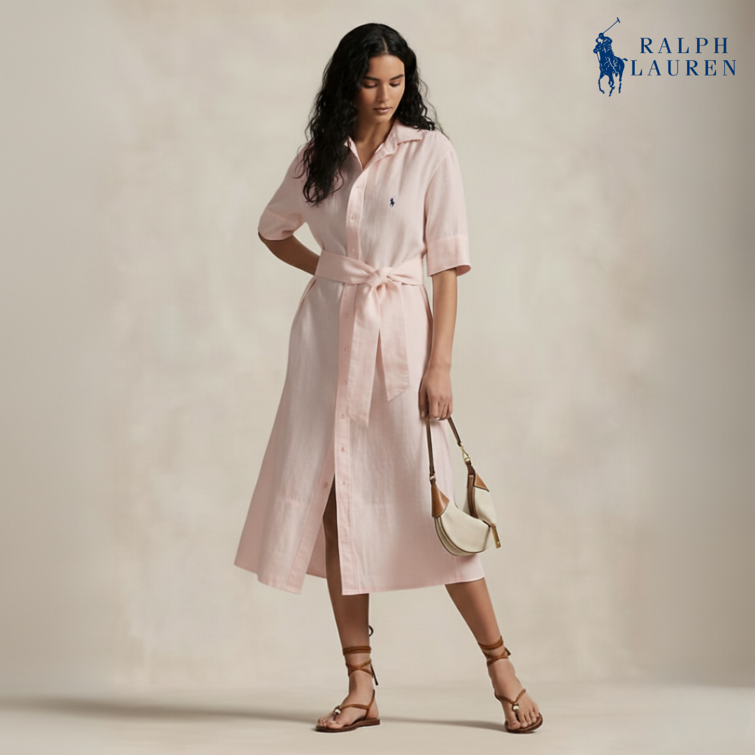 Leinen-Hemdkleid mit Gürtel