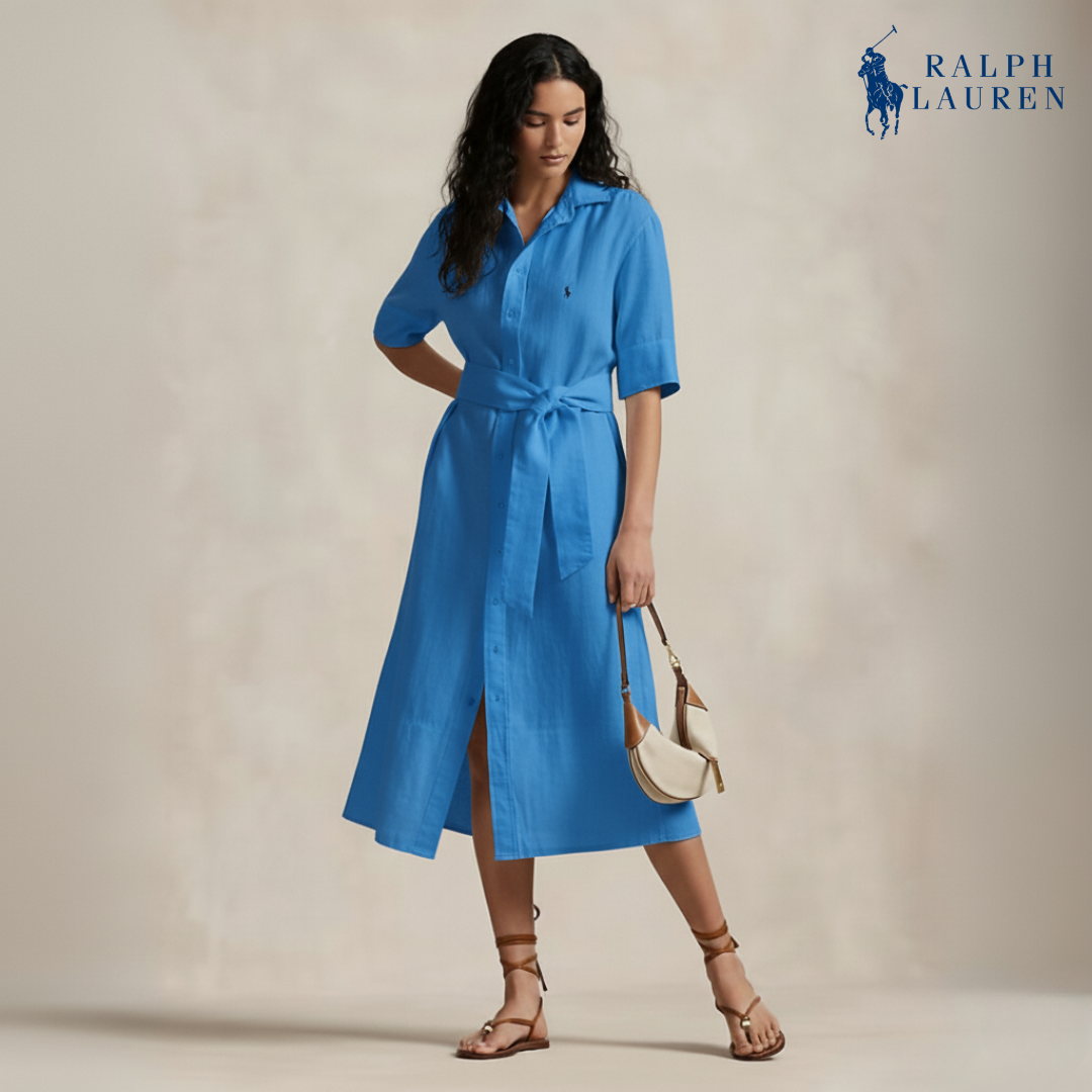 Leinen-Hemdkleid mit Gürtel