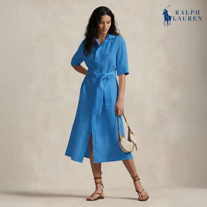 Leinen-Hemdkleid mit Gürtel