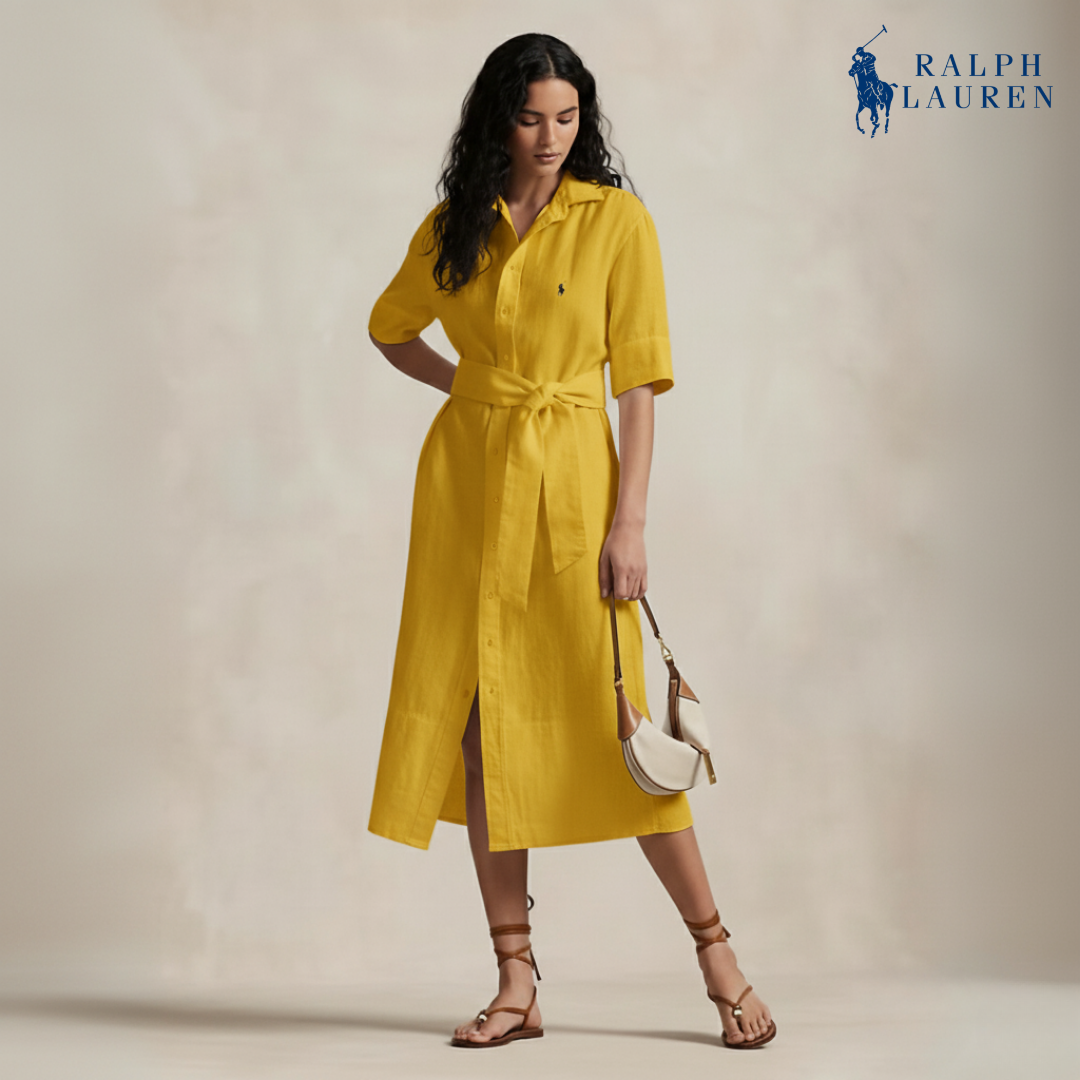 Leinen-Hemdkleid mit Gürtel