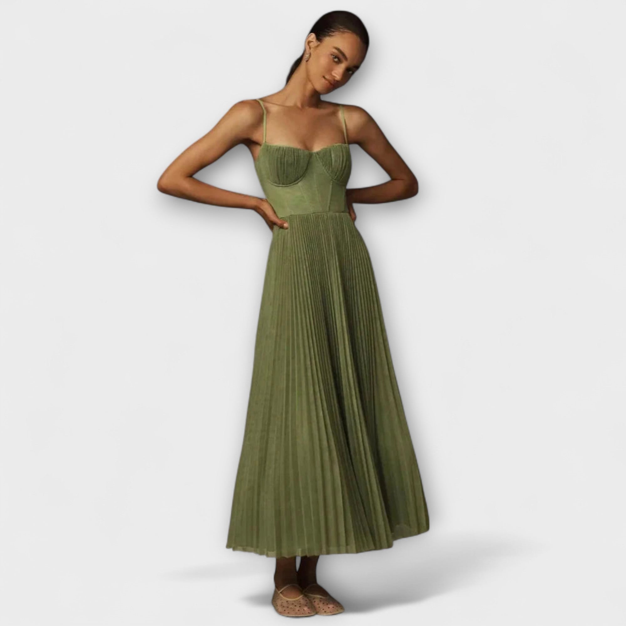 Marilyn - Midi Tüll Faltenrock Kleid mit Bustier-Design