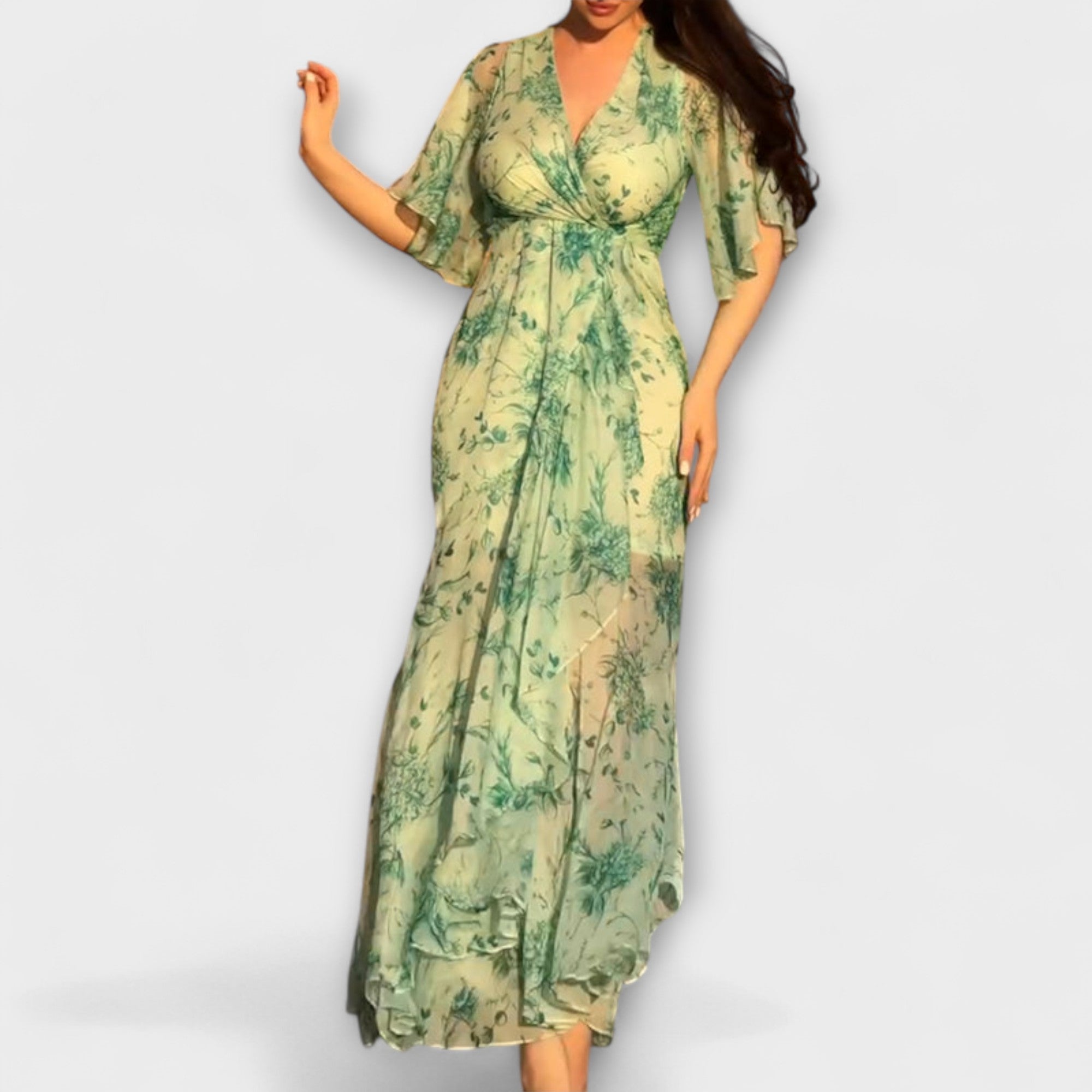 Lana - Stilvolles Blumenkleid mit V-Ausschnitt