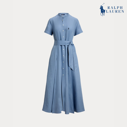 A-Linien-Kleid aus Seidenmischung mit Gürtel