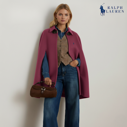 Cape aus Wollmischung mit Schnallenbesatz