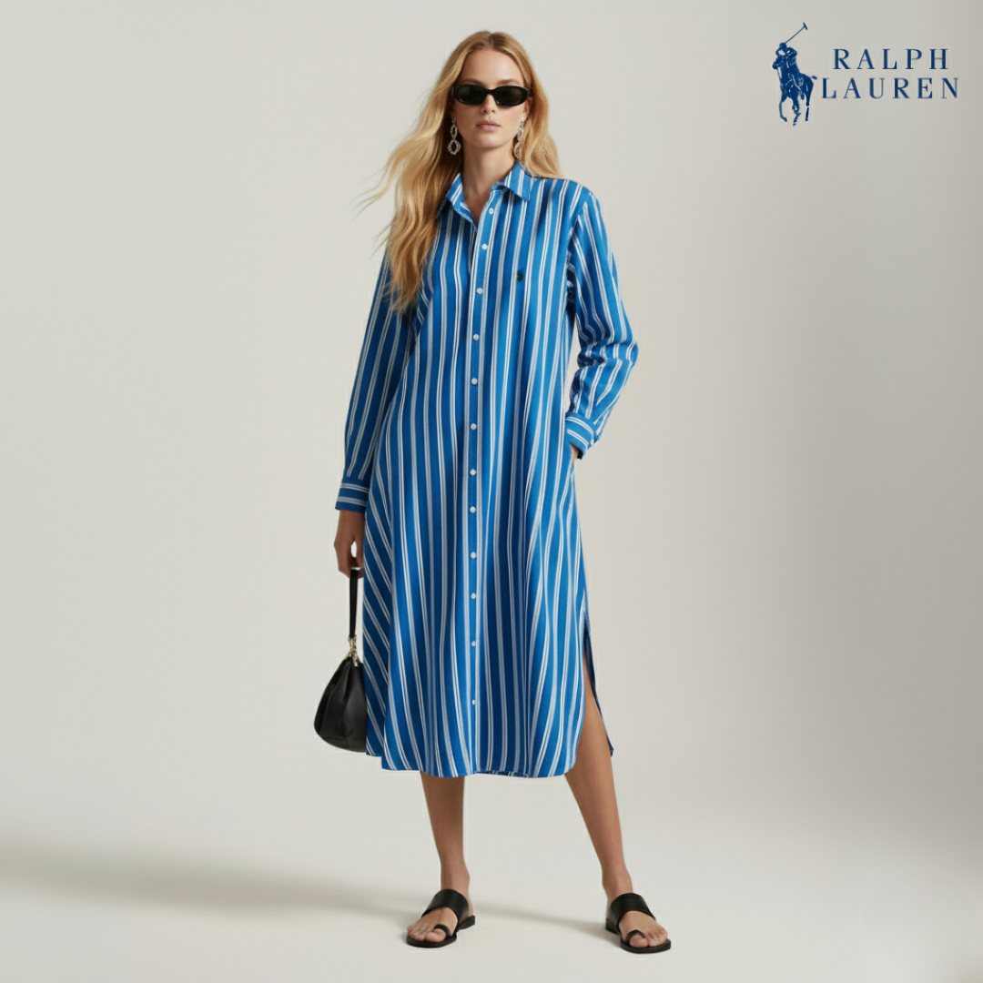 Gestreiftes Hemdkleid aus Seidenmischung