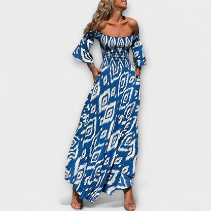 Bella - Off-Shoulder Kleid mit Ozeanblumen