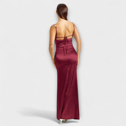 Eira - Verziertes Satin-Kleid mit Rücken-Schnürung