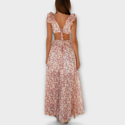 Elin - Maxikleid mit Rüschensaum und Cut-Out-Details