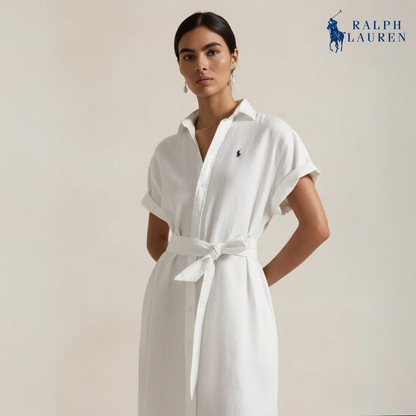 Leinenhemdkleid mit kurzen Ärmeln