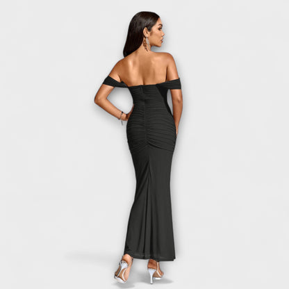 Ione - Off-Shoulder Raffung Bodycon Kleid