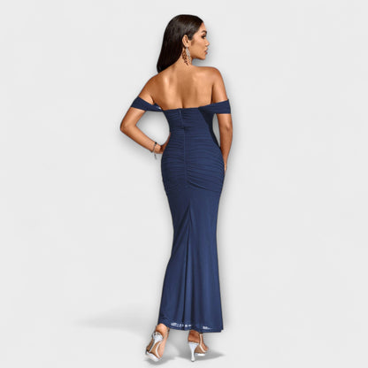 Ione - Off-Shoulder Raffung Bodycon Kleid