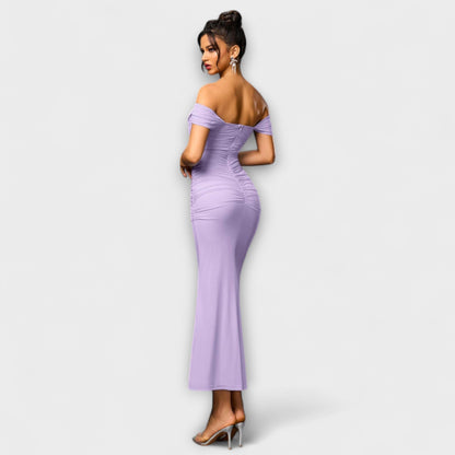 Ione - Off-Shoulder Raffung Bodycon Kleid