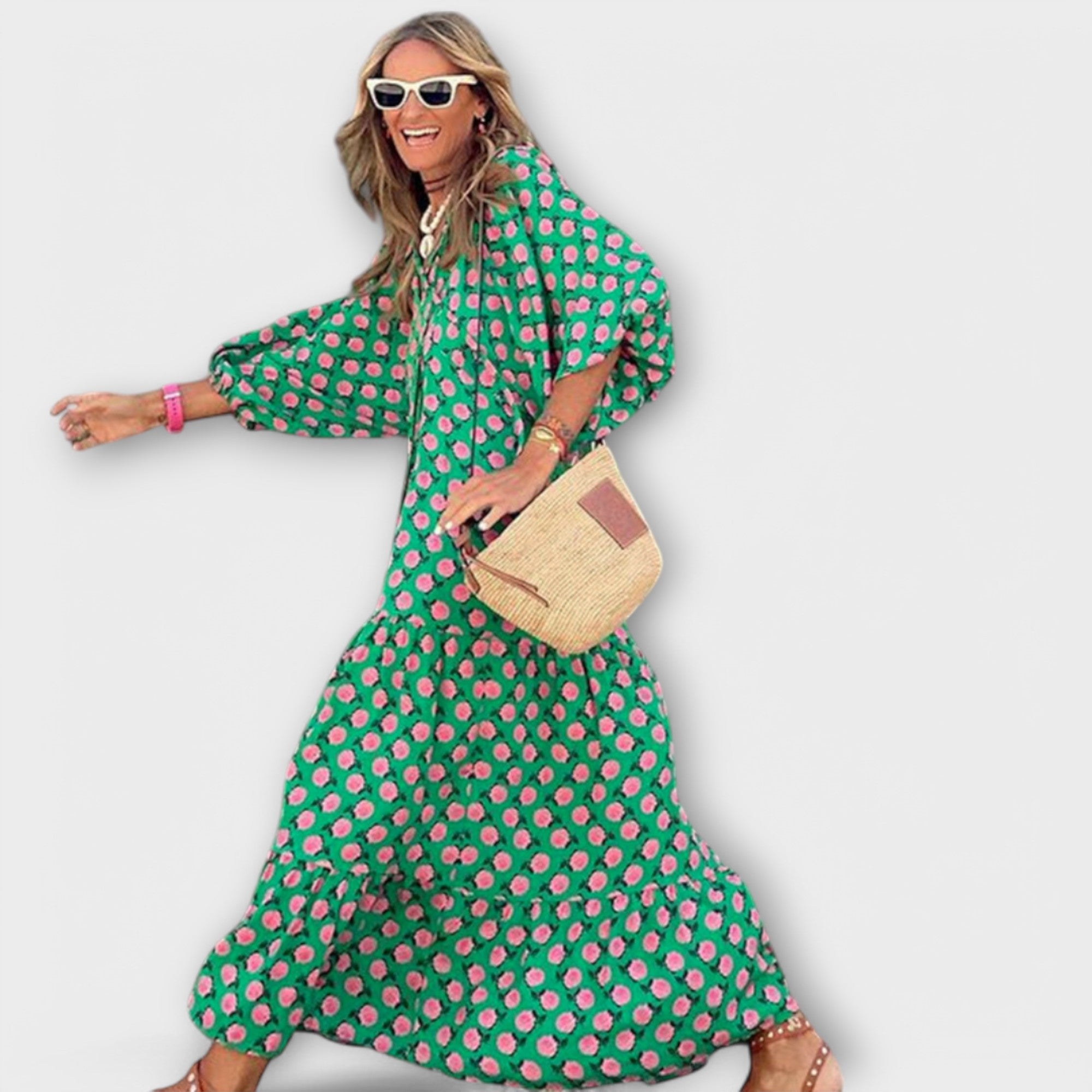 Elegantes geometrisches Maxikleid