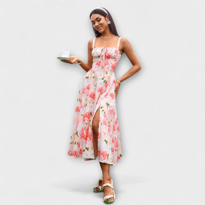 Hoffnung - Rüschentop Kleid mit Schlitzdetail