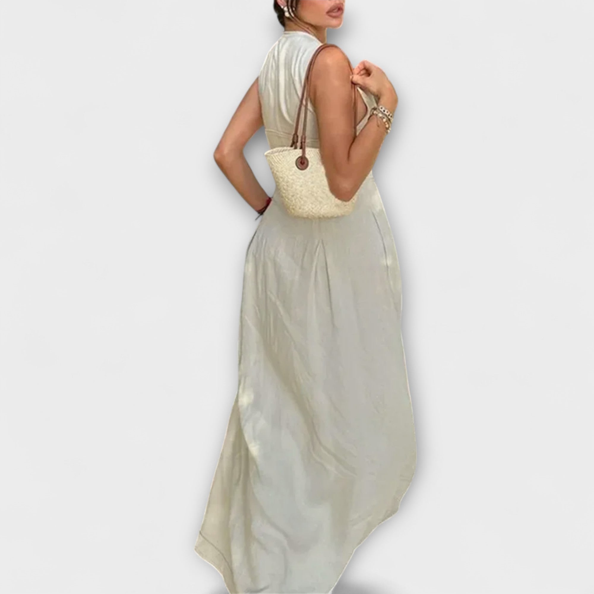 Ärmelloses Faltenkleid im Bodycon-Stil Midi