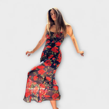 Blumenmuster Spaghetti-Träger Bodycon Kleid