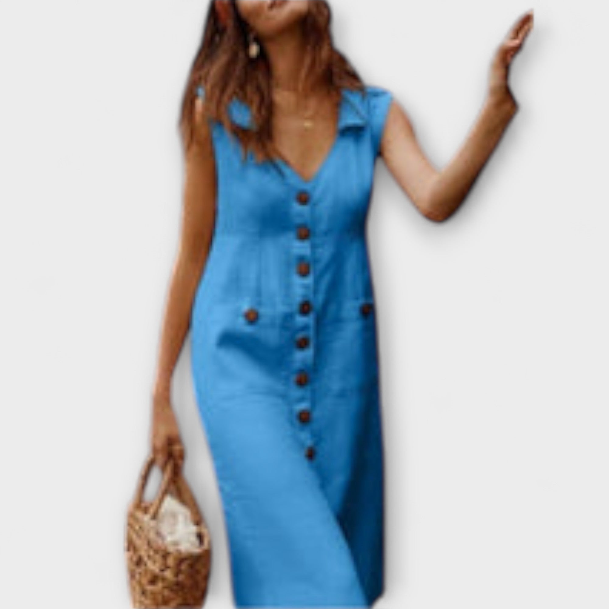 Nora – A-Linien Kleid aus Baumwolle-Leinen mit Reverskragen