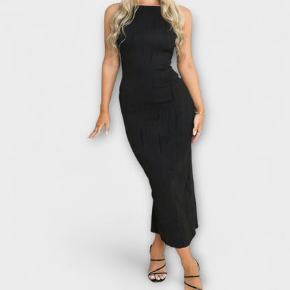 Schickes ärmelloses, gerafftes Maxikleid