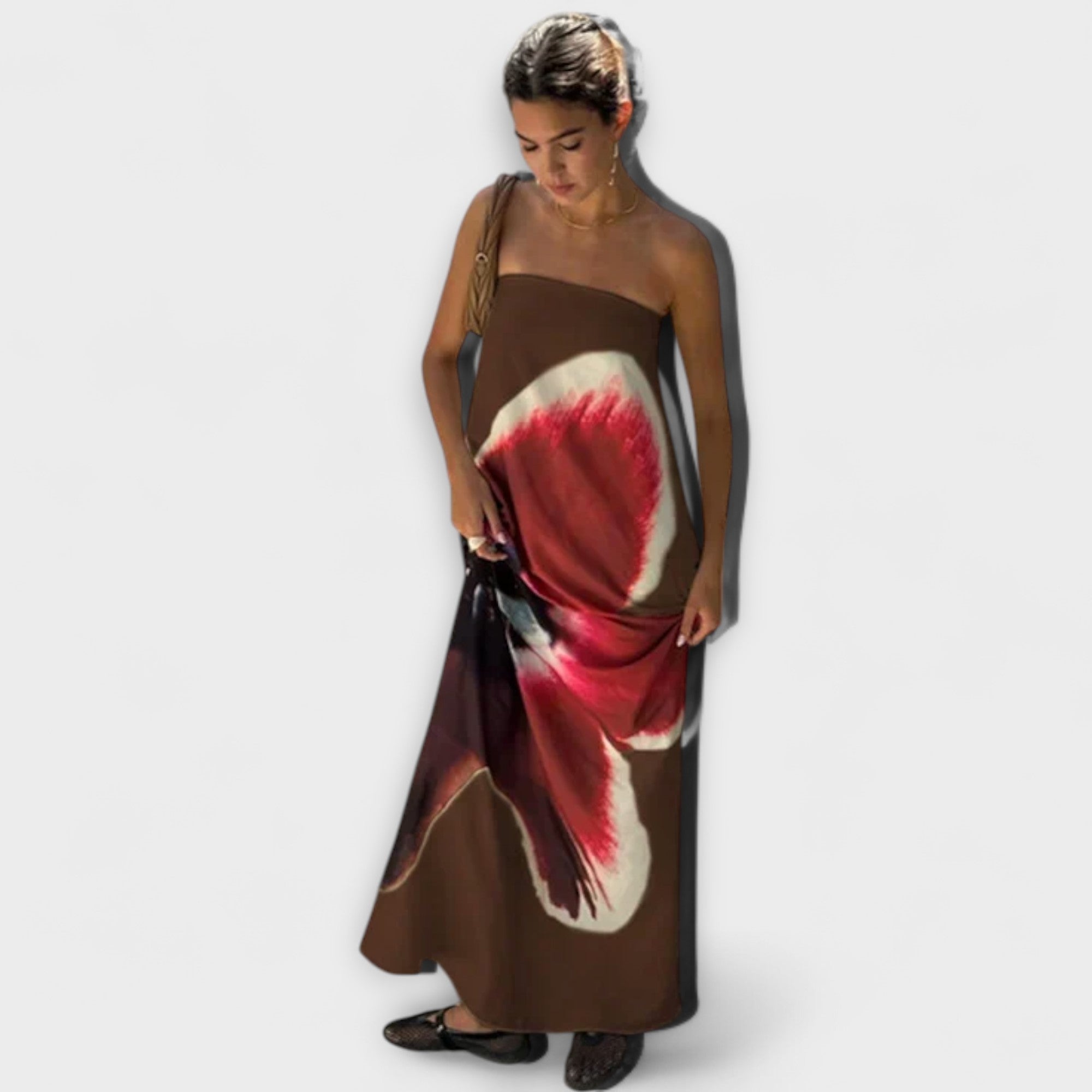 Chic Off-Shoulder Ärmelloses Maxikleid