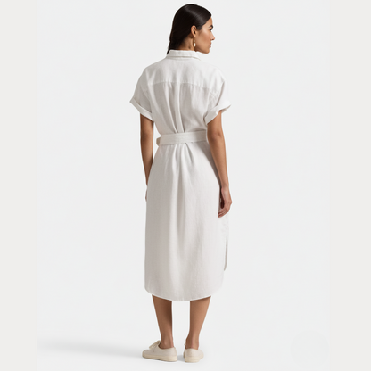 Leinenhemdkleid mit kurzen Ärmeln