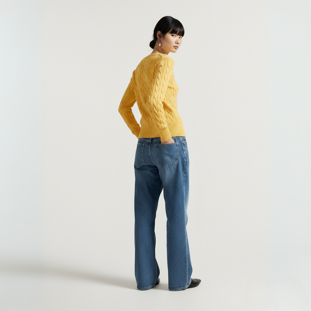 Zopfmuster-Baumwoll-Cardigan mit Rundhalsausschnitt