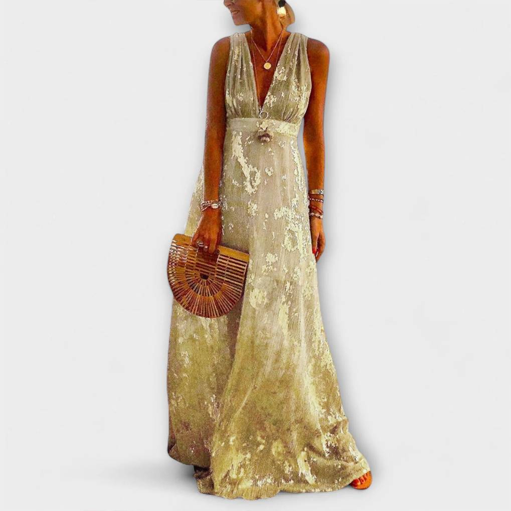 Fließendes Kleid mit V-Ausschnitt und Pailletten-Details