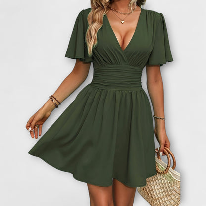 Winslet - Kleid mit geraffter Taille und V-Ausschnitt