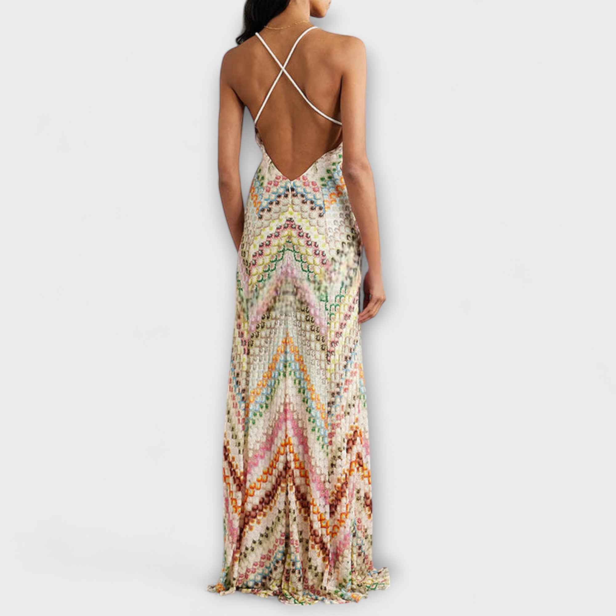 Remi - Missoni Buntes Hahnentritt-Muster Maxikleid