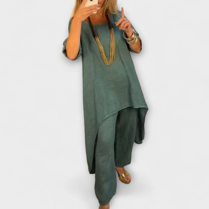 Tabea - Leinen Anzug mit Rundhalsausschnitt