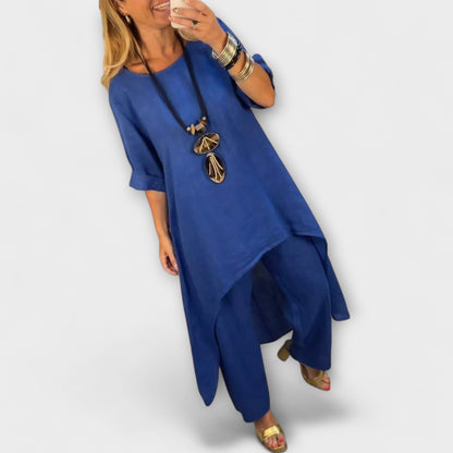 Tabea - Leinen Anzug mit Rundhalsausschnitt