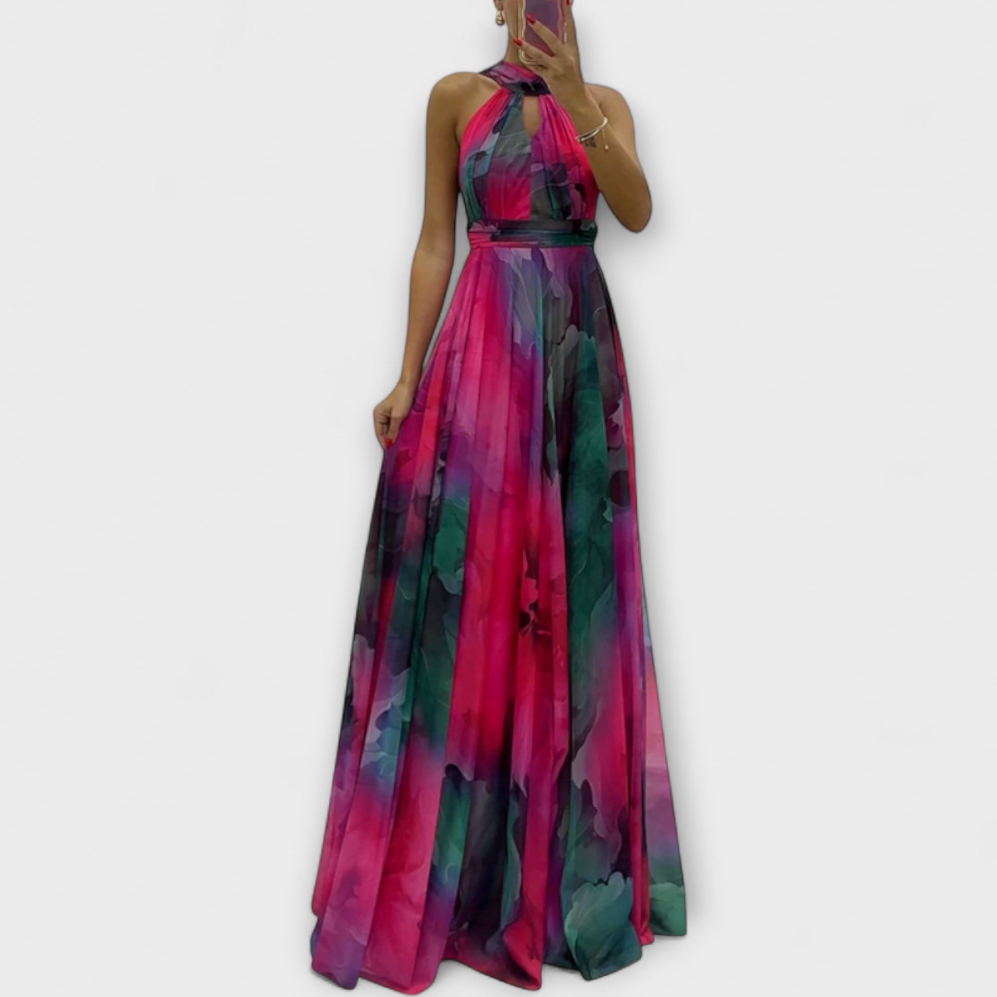 Isalie – Chiffon-Maxikleid mit floralem Muster